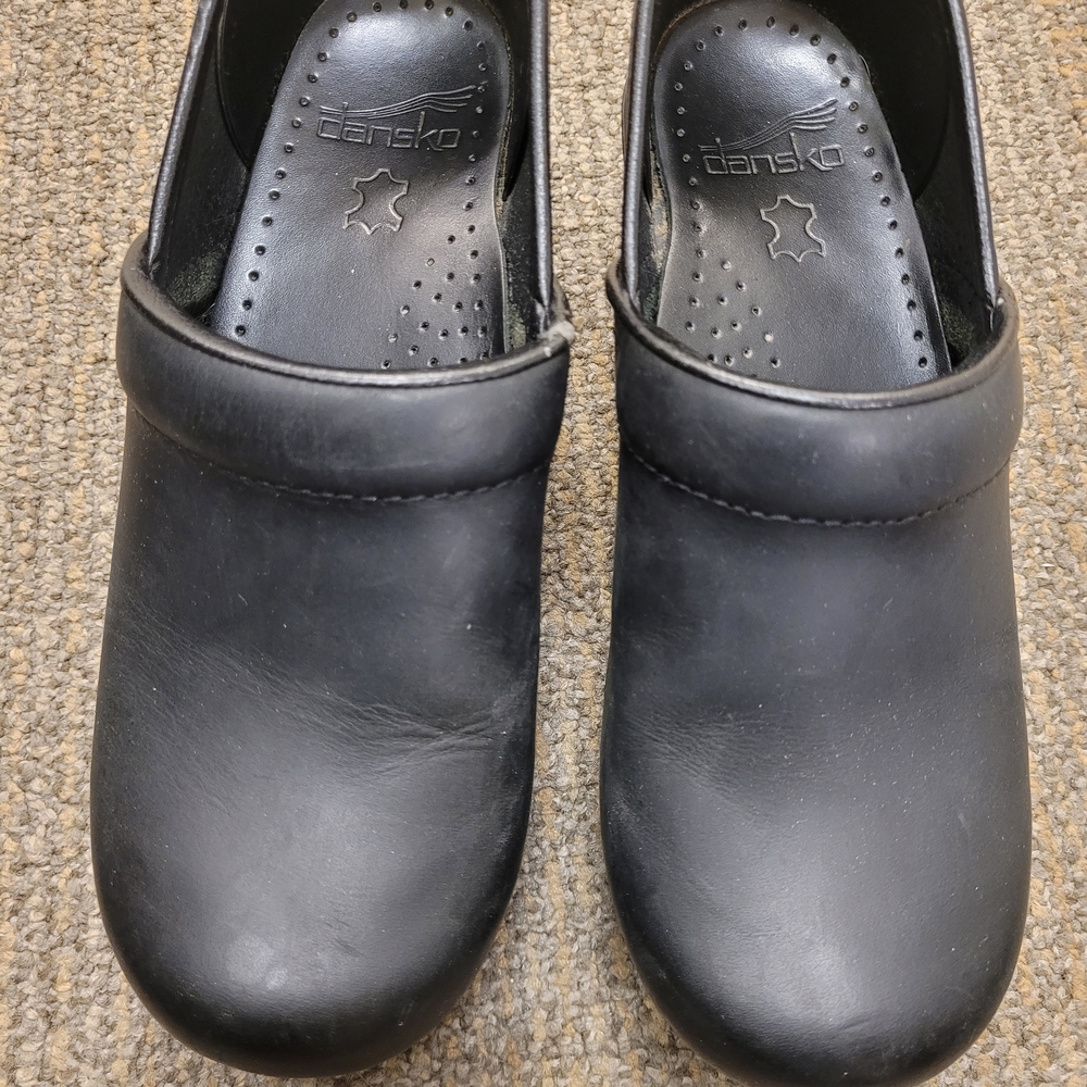 Dansko Black Leather Clogs Mules